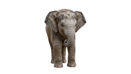 Baby Asian Elephant Standing Front View isolated PNG with Transparent Background