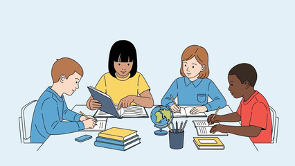 Daily School Activities Illustrated in Clean Vector Style