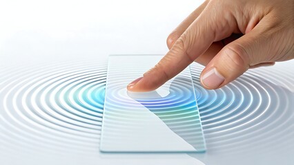 Touchscreen interface with vibrant wave effect for modern technology applications