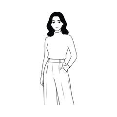 Modern minimalist female character line art design for fashion and branding