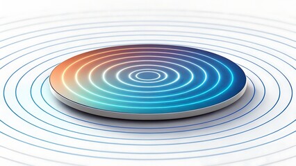 Obraz premium Modern wireless charging pad concept with vibrant ripple effect design, technology focus