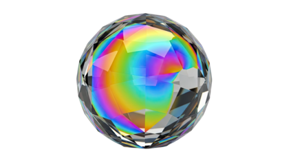 Iridescent Crystal Sphere on White Background