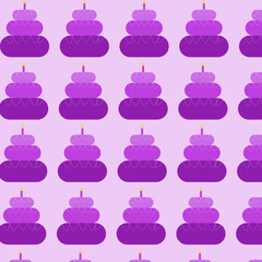 Purple Birthday Cake Seamless Pattern for Christmas, New Year and Festive Celebrations
