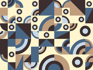 Naklejka premium Dynamic and abstract geometric pattern design showcasing retro aesthetic with vibrant shapes and harmonious arrangement for backgrounds and contemporary projects