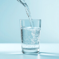 Water pouring into glass creating bubbles