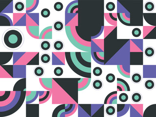 Fototapeta premium Dynamic Abstract Composition of Colorful Geometric Shapes Creating a Playful and Conceptual Visual Art Design