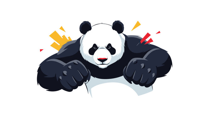 Powerful and angry panda character looking fierce and ready to fight, depicted in a dynamic and aggressive comic book art style.