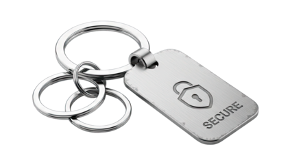Keyring with Secure Tag Isolated on White