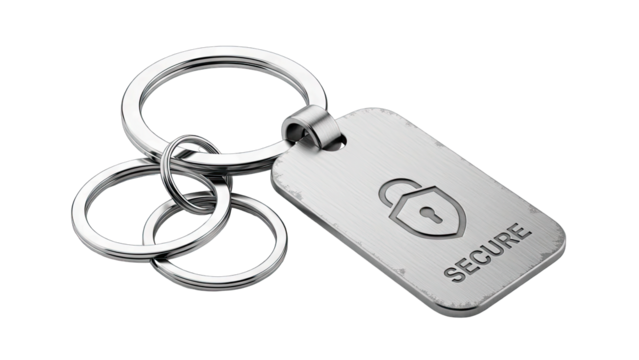 Keyring with Secure Tag Isolated on White - Powered by Adobe