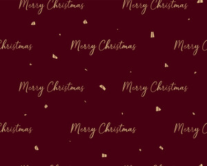 Elegant Burgundy and Gold Merry Christmas Seamless Typography Pattern