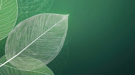Fototapeta premium Sustainability Leaf Icon Abstract leaf icon made of swirling lines, green gradient background, represents eco consciousness and environmental awareness