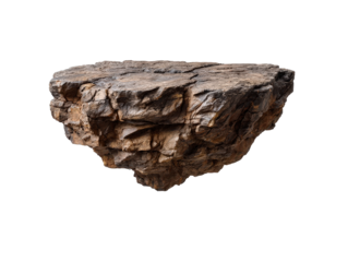 Floating Stone: An isolated rugged stone stands suspended against nothing, highlighting the raw textures and earthy tones of this geological marvel. 