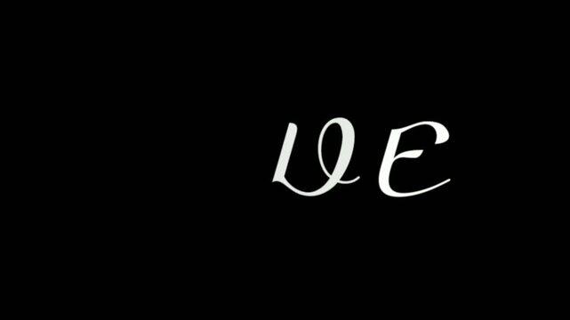 Love You, Texting animation features letters and Blue heart bright on a black background. 4k video animation digital greeting card to celebrate a Happy Valentine Day, St Valentin's day.