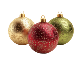 Christmas or New Year's toys isolated on a white background. Many multi-colored New Year's decorations isolated