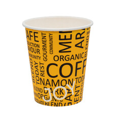 disposable coffee cup with a decorative designs