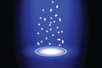 Blue Spotlight Illuminating Floating White Particles beam glow