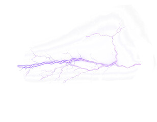 bright purple neon lightning isolated on transparent background, png