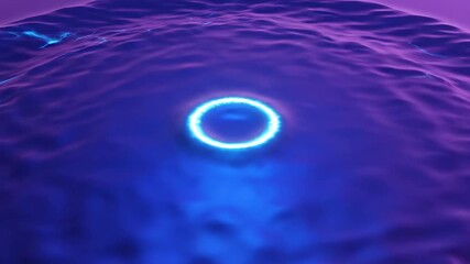Seamlessly looping abstract spatial distortion wave radiating outwards across a minimalist purple and blue field smooth, energy, design