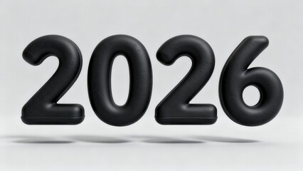 Year designation two thousand twenty six rendered in inflated black numerals against a pale background