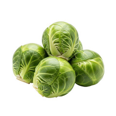 Obraz premium Pile of fresh green brussels sprouts isolated on transparent background, showcasing their vibrant color and tight, leafy structure, perfect for healthy eating concepts