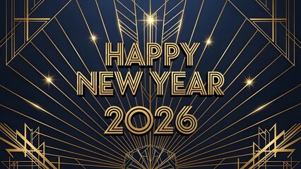 Art deco happy new year 2026 celebration background design