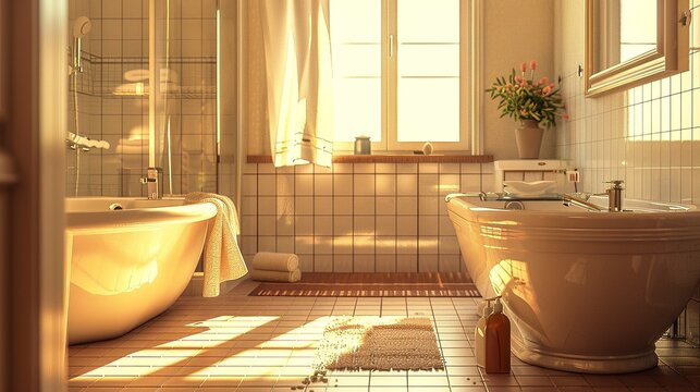 A photo of spotless bathroom fixtures