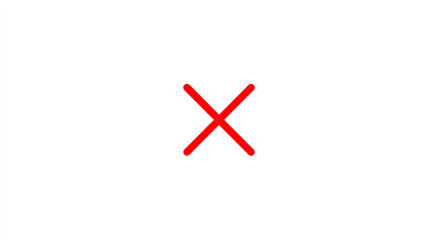 A red X mark in the middle of an empty white background