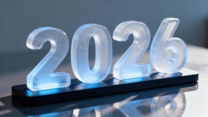 Illuminated translucent numerals clearly display the forthcoming year twenty twenty six