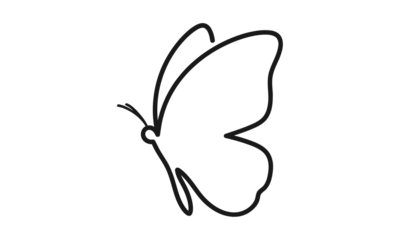 Minimalist butterfly outline vector icon design isolated on a transparent background