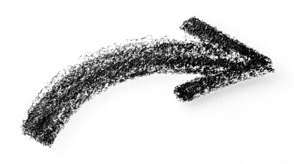A simple black arrow drawn with crayon on a white background