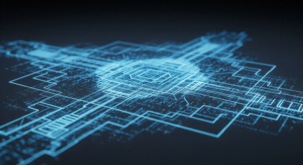 Fototapeta premium Digital Pathways: An abstract representation of a central processing unit, showcasing the intricate pathways of data and information flow within a digital ecosystem.