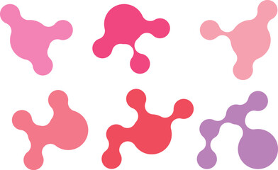 Six Abstract Organic Shapes In Pink And Red Hues Keywords: abstract, organic shapes, blobs, pink