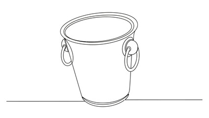Outline of Elegant Bucket: A minimalist line drawing showcases a simple and elegant bucket with handles, suggesting a sense of practicality and clean design. 