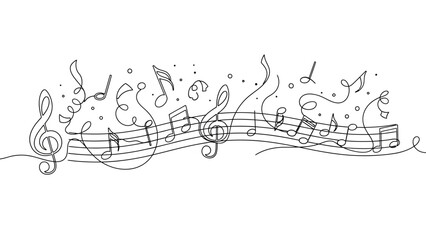Music notes on a melodic patterned background