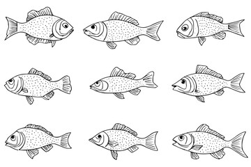 Simple fish drawings are perfect for educational materials, design projects, or adding a touch of whimsy