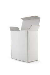 Product packaging cardboard box isolated on white background