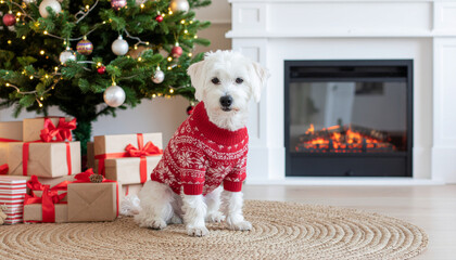 Cute Dog Christmas Holiday Photo