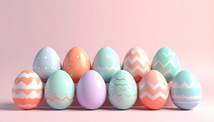 Fototapeta premium Colorful Easter Eggs with Various Patterns and Designs.