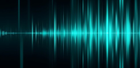 Teal audio waveform visualization on dark background sound equalizer