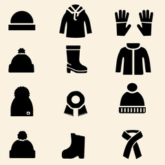 Winter Clothes Icons Set