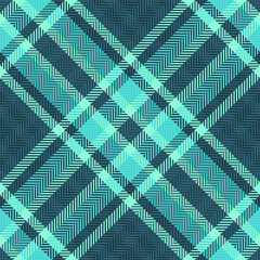 Pajamas fabric tartan check, equal plaid background vector. Us seamless pattern texture textile in cyan and teal colors.