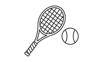 tennis racket and ball line icon