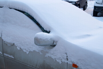 Starting a car in severe frost. Starting a car in the cold season, in winter.