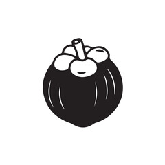 Obraz premium Simple black and white illustration of a mangosteen fruit