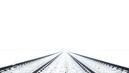 Lonely Snowy Railway to Infinity 4K Wallpaper – Peaceful Minimalist Winter Landscape Nature Scene