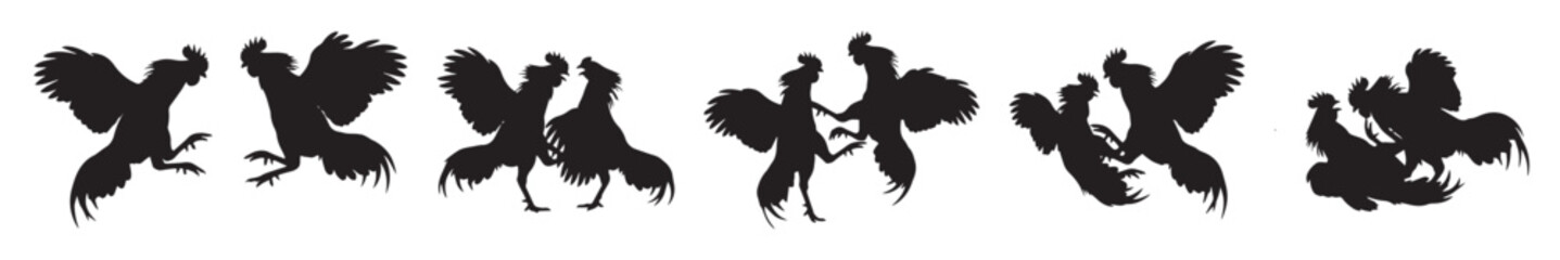 A series of black ink brush strokes depicting playful foxes in various dynamic poses, suggesting movement and interaction.