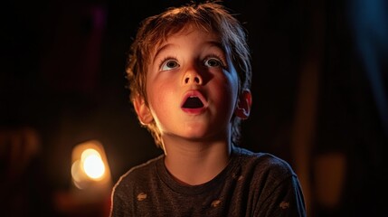 A child watching a magician perform a trick with wide eyes filled with dazzle and wonder