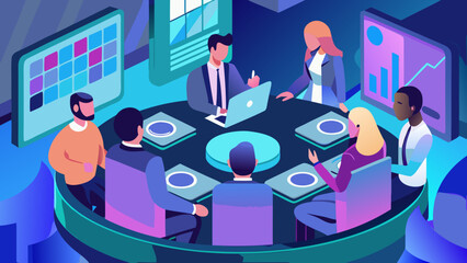 AI-augmented teamwork in a futuristic vector workspace