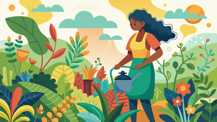 Organic garden in flowing shapes: a fresh hobby portrait in vector