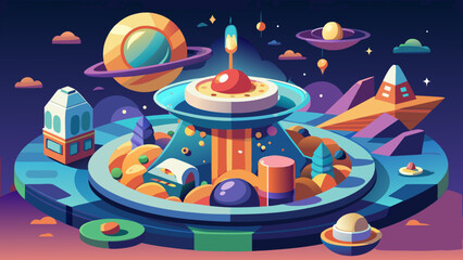 Generative AI-inspired food presentation in bold vector style with futuristic dish arrangement